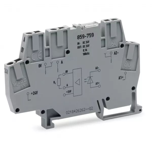 Borne optocoupleur 24 V DC / 24 V DC - 0.1 A - 100 kHz859-759
