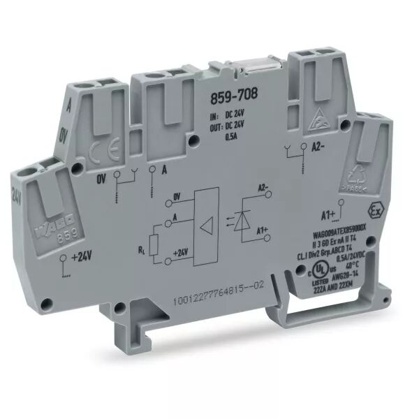 Borne optocoupleur 24 V DC / 24 V DC - 0.5 A - 25 kHz - Commut. N�g.859-708
