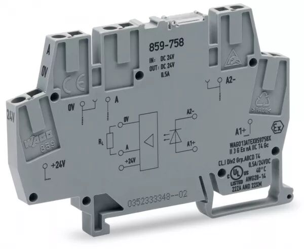 BORNE OPTOCOUPLEUR 24 V DC / 24 V DC - 0.5 A - 25 KHZ