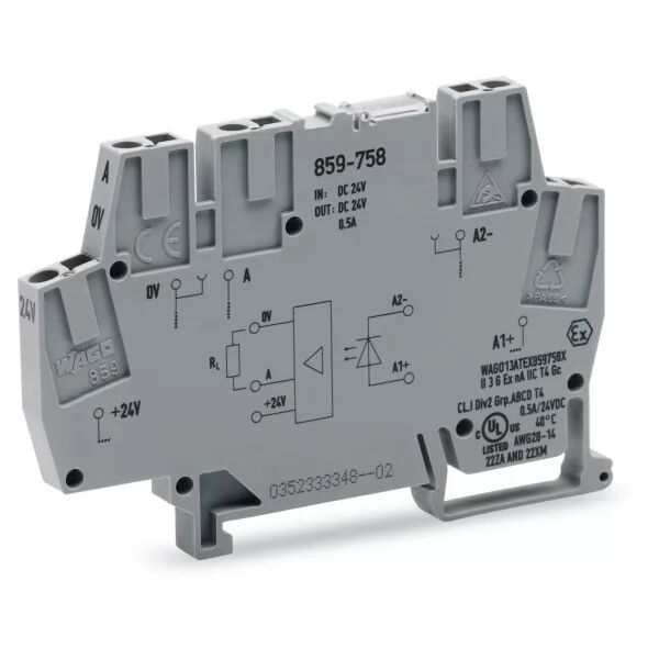 Borne optocoupleur 24 V DC / 24 V DC - 0.5 A - 25 kHz859-758