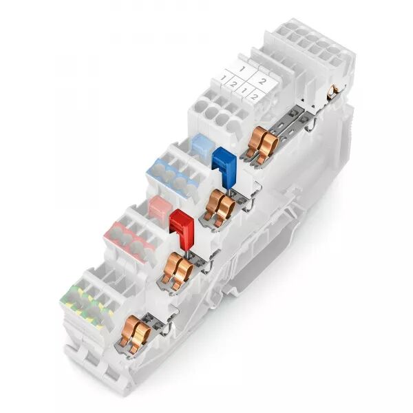 BORNE POUR CAPTEURS NPN, 3 CONDUCTEURS - LED - PE ISOL� RAIL