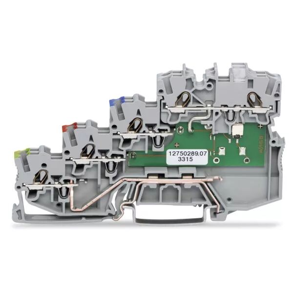 Borne pour capteurs NPN, 4 conducteurs- LED - PE racc Rail (2000-5417/1101-951)