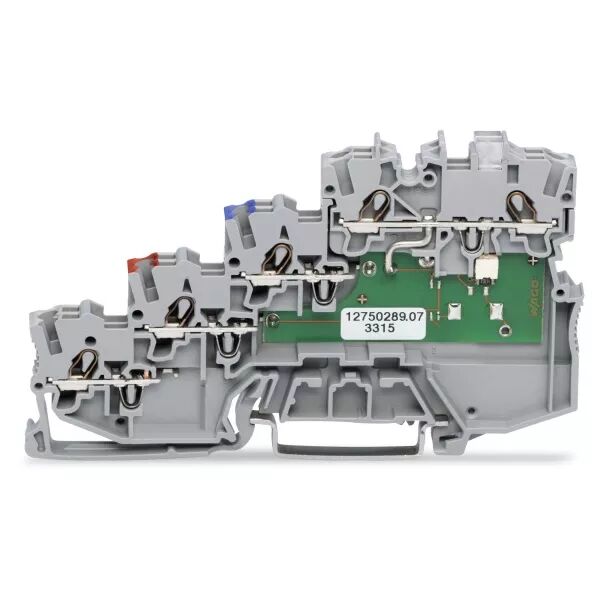 Borne pour capteurs PNP, 4 conducteurs- LED - PE isol� Rail (2000-5410/1102-950)