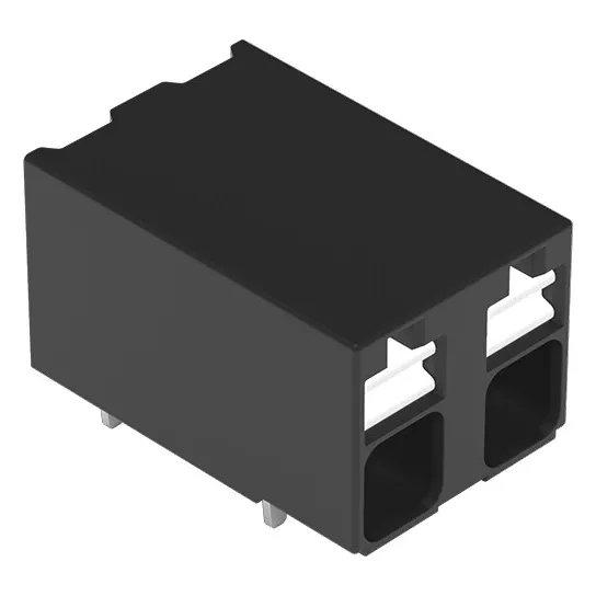 Borne pour circuits imprim�s THR Bouton-poussoir 1,5mm� pas 5mm 2 p�les, noir (2086-3202)