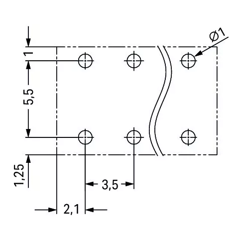 Borne pour circuits imprim�s THR Bouton-poussoir 1,5mm� pas3.5mm 2 p�les, noir (2086-1102/300-000)