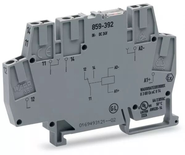 BORNE RELAIS 16,8-30VDC 1RT CONTACT FLAH OR 5� (36VMAX/50MA)