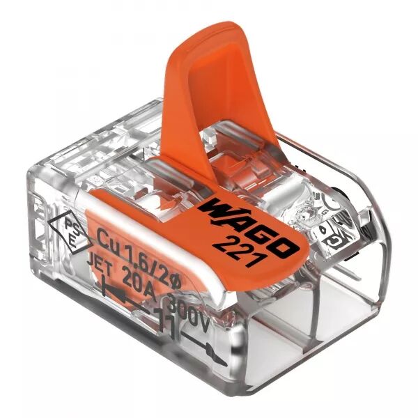BORNE WAGO 221 MINI 2X4MM� � LEVIERS SOUPLE & RIGIDE