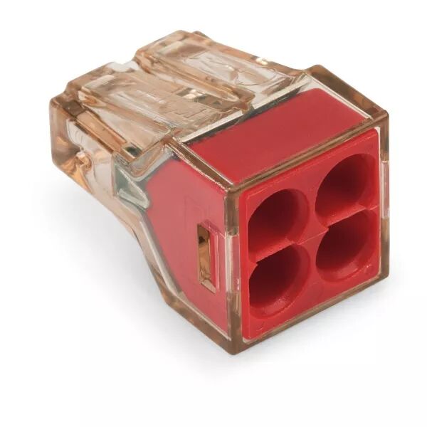 Bornes rigide 4 cond. 4mm� transp. rouge773-604