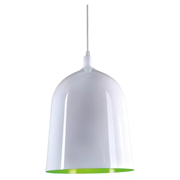 BOTTLE blanc int�rieur vert, E14, suspension 40W maxi, livr� sans amp (BOT40G)