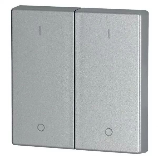 Bouton � bascule, double, I/0, couleur argent (147595)
