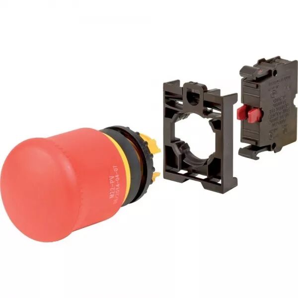 BOUTON ARR�T D\'URGENCE, 38 MM, PAR TRACTION, NON LUMINEUX, 1 O, APPAREIL COMPLET