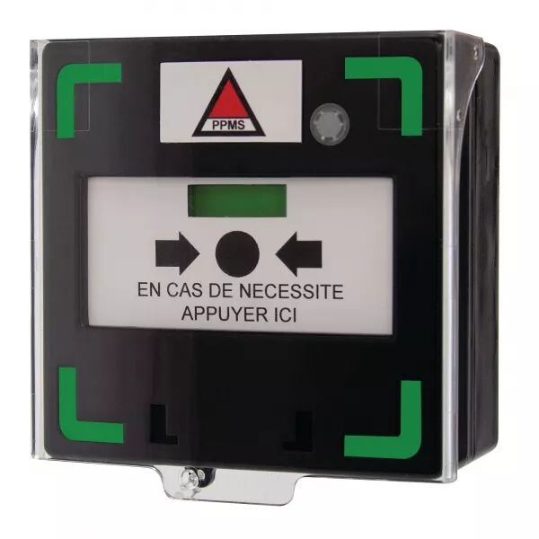 BOUTON BRIS DE GLACE NOIR D�CLENCHEUR POUR ALERTE SONORE ET LUMINEUX
