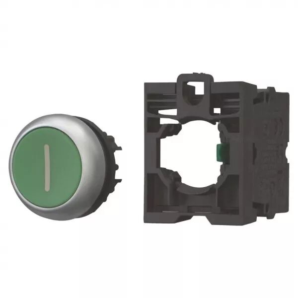 Bouton-poussoir, 1 s, plat, vert, fixation par l\'avant (216512)