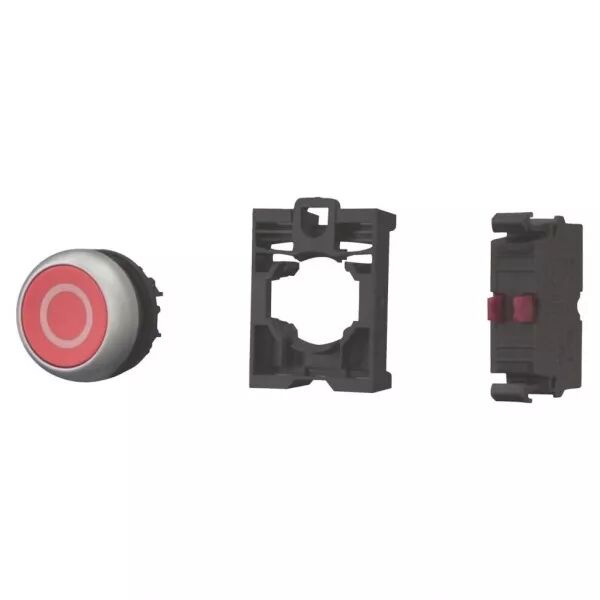 Bouton-poussoir, 1contact � ouverture plat, rouge, fixation par l\'avant (216510)