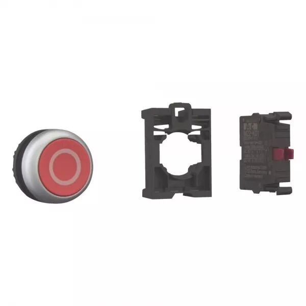 BOUTON-POUSSOIR, 1CONTACT � OUVERTURE PLAT, ROUGE, FIXATION PAR L\'AVANT