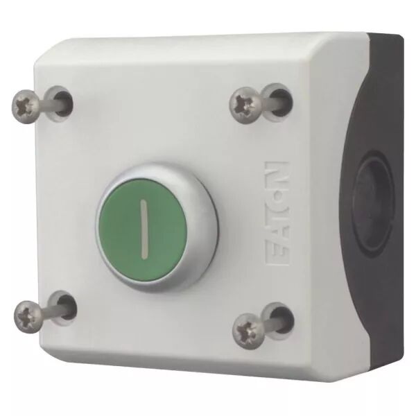 Bouton-poussoir, 1F+1O, plat, vert, montage en saillie (216522)