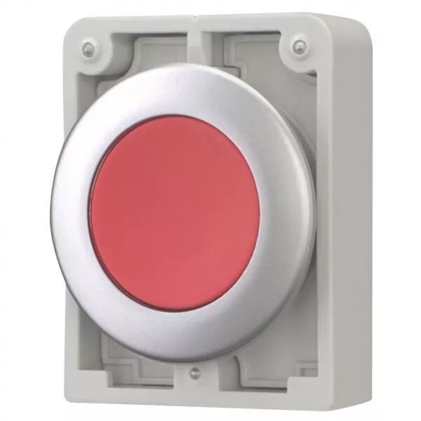 Bouton poussoir, 30mm, flush, � accroch rouge, sans inscription (182944)