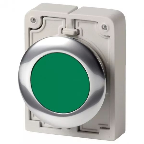 Bouton poussoir, 30mm, flush, � accroch vert, sans inscription (182945)