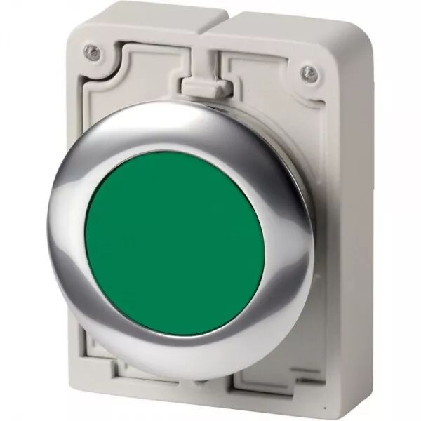 BOUTON POUSSOIR, 30MM, FLUSH, � ACCROCH VERT, SANS INSCRIPTION