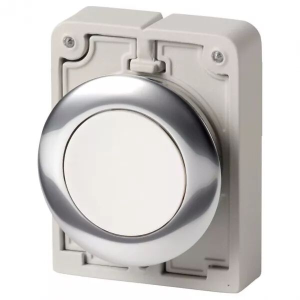 Bouton poussoir, 30mm, flush, a rappel,blanc, sans inscription (182960)