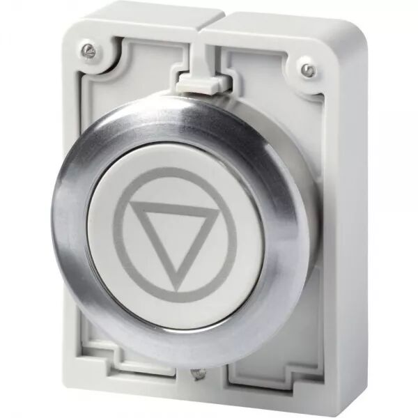 BOUTON POUSSOIR, 30MM, FLUSH, A RAPPEL,GRIS, AVEC INSCRIPTION