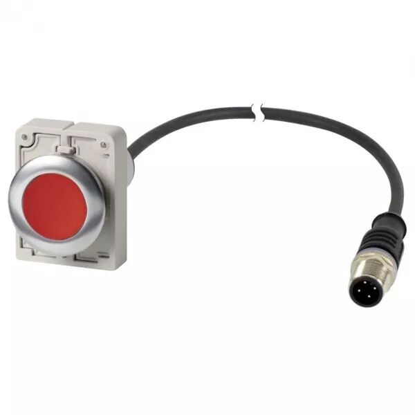Bouton-poussoir, � accrochage, 1 N/C, rouge, cable et connecteur M12A, 1 m (185996)