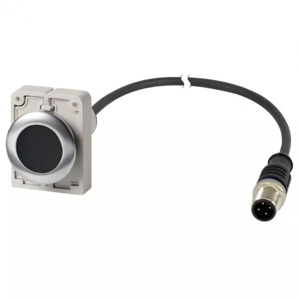 Bouton-poussoir, � rappel, 1 N/C, noire, cable et connecteur M12A, 4-pole, 1 m (185985)