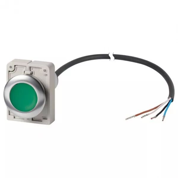 Bouton-poussoir, � rappel, 1 N/O, vert, cable extr�mit� ouverte, 4-pole, 3.5 m (185961)