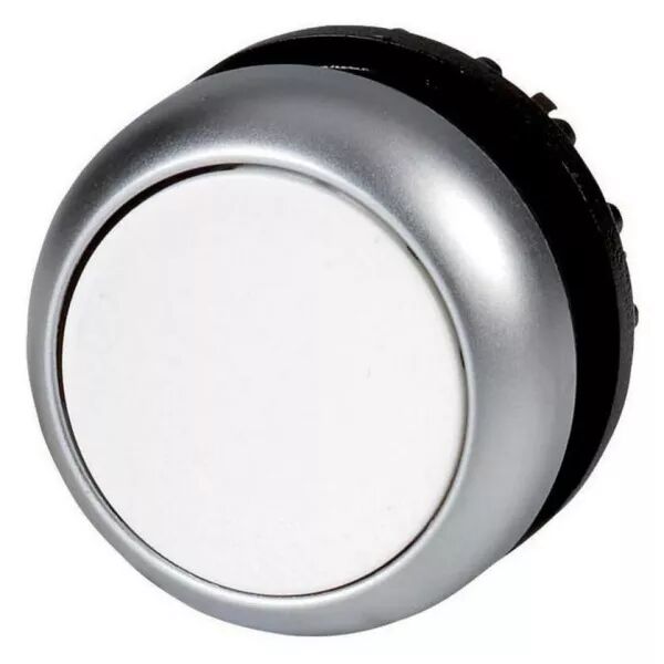 Bouton-poussoir, plat, blanc, � rappel (216592)
