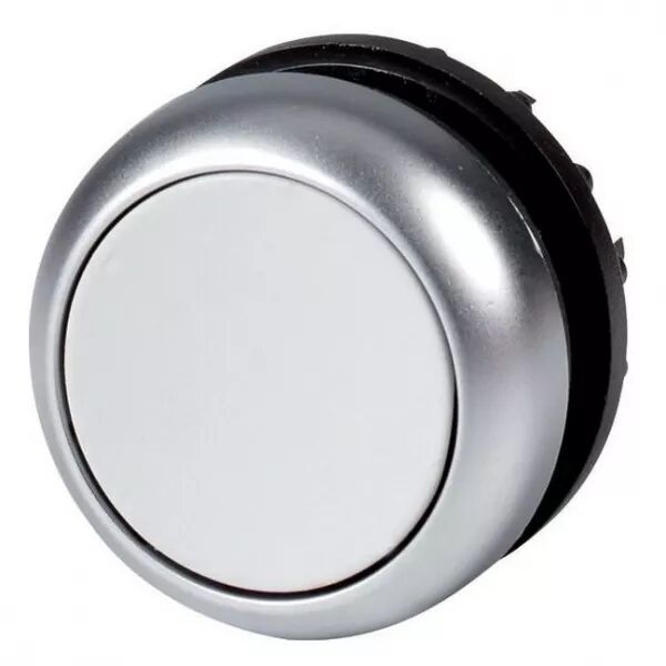 Bouton-poussoir, plat, gris, � rappel (132671)