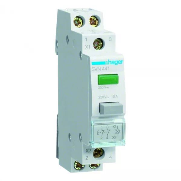 Bouton poussoir 2O impulsion + Voyant vert 230VAC (SVN441)