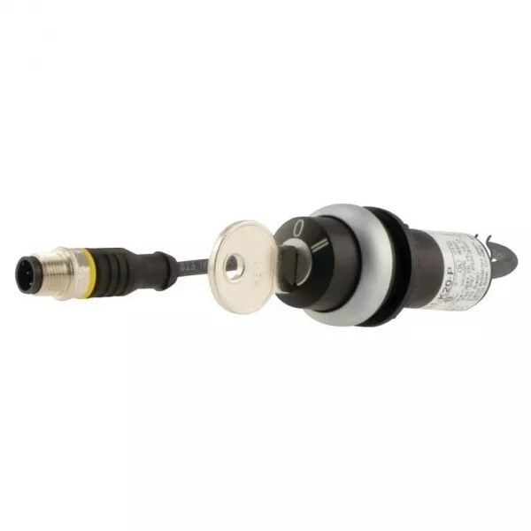 Bouton-poussoir � cl�, � rappel, 3 pos, MS1, 2NO, c�ble+connecteur M12A, 0,2 m (186202)