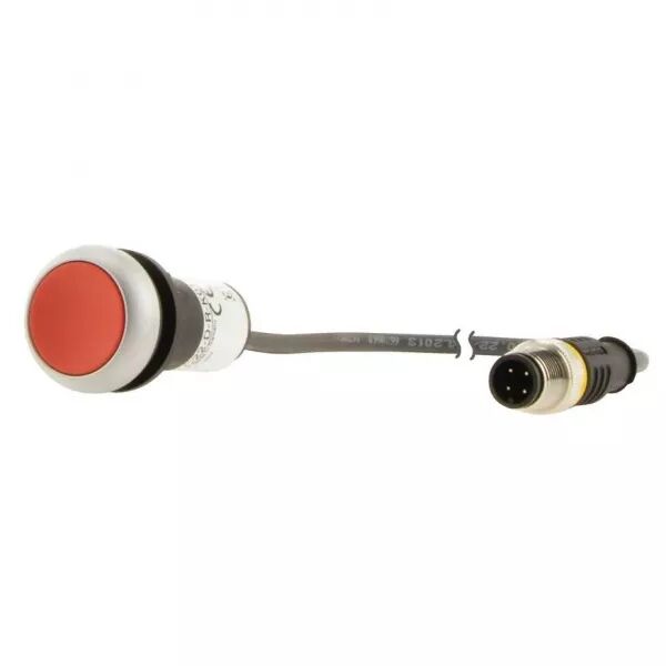 Bouton-poussoir affleurant; � accroch; rouge; 1 NC; c�ble 0,5m + connecteur M12A (181611)