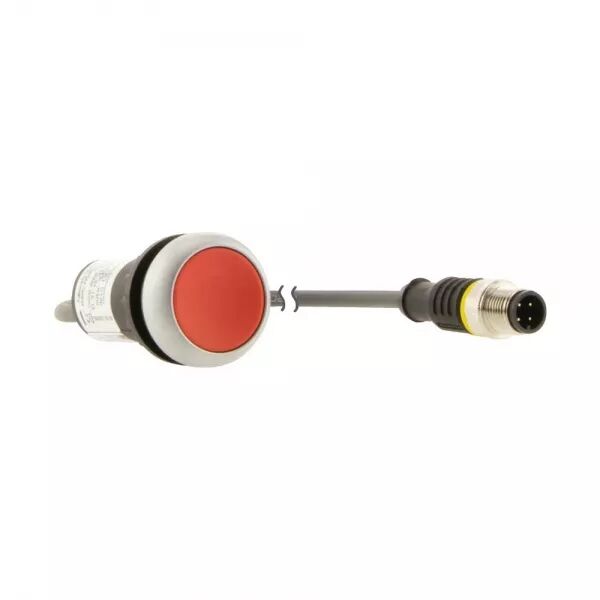 BOUTON-POUSSOIR AFFLEURANT, � ACCROCH, ROUGE, 1 NC, C�BLE 1M + CONNECTEUR M12A