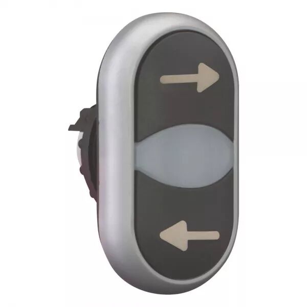 BOUTON-POUSSOIR DOUBLE, +VOYANT LUMINEUX, LEVIER PIVOTANT, AVEC INSCRIPTION