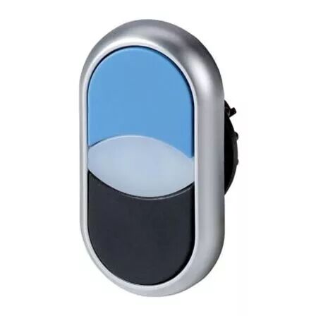 Bouton-poussoir double, +voyant lumineux, plat, blanc, blanc, noir (284818)
