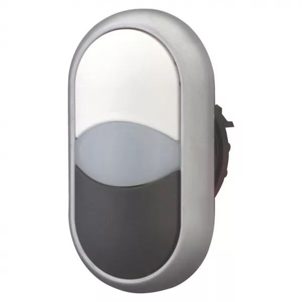 Bouton-poussoir double avec �lement DEL, blanc/blanc/noir (216704)