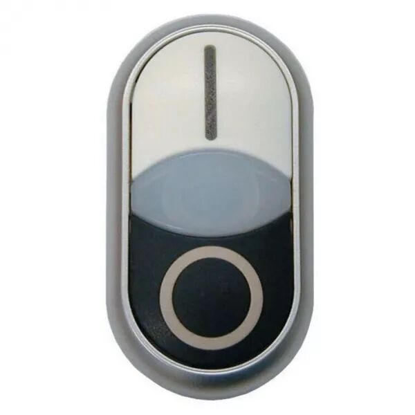 Bouton-poussoir double avec �lement DEL, blanc I/blanc/noir 0 (216707)
