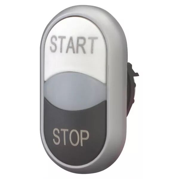 Bouton-poussoir double avec �lement DEL, blanc START/blanc/noir STOP (216708)