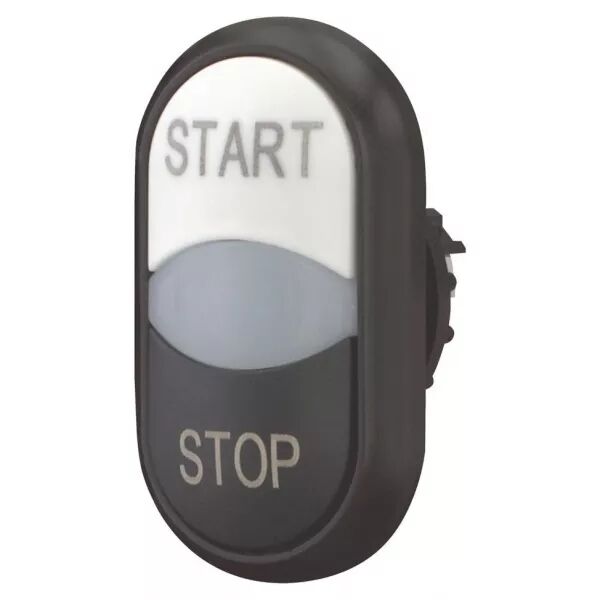 Bouton-poussoir double avec �lement DEL, blanc START/blanc/noir STOP (216709)