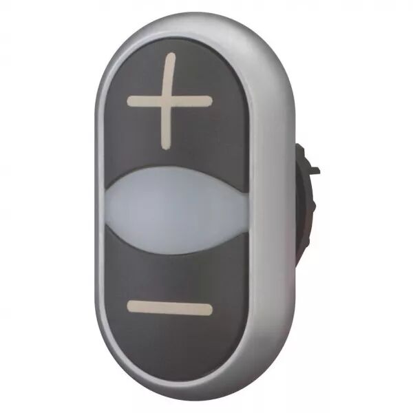 Bouton-poussoir double avec �lement DEL, noir +/blanc/noir - (218145)