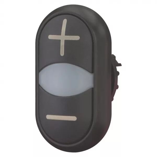 Bouton-poussoir double avec �lement DEL, noir +/blanc/noir - (218146)