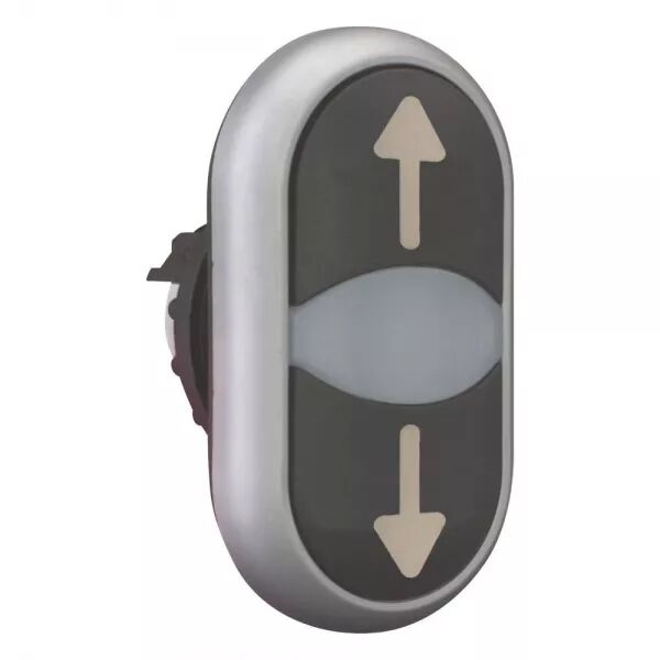 BOUTON-POUSSOIR DOUBLE AVEC �LEMENT DEL, NOIR/BLANC/NOIR, BESCHR.