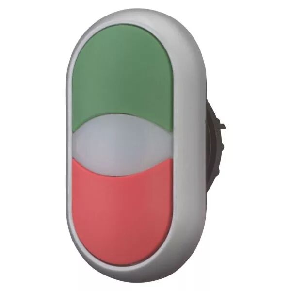 Bouton-poussoir double avec �lement DEL, vert/blanc/rouge (216698)