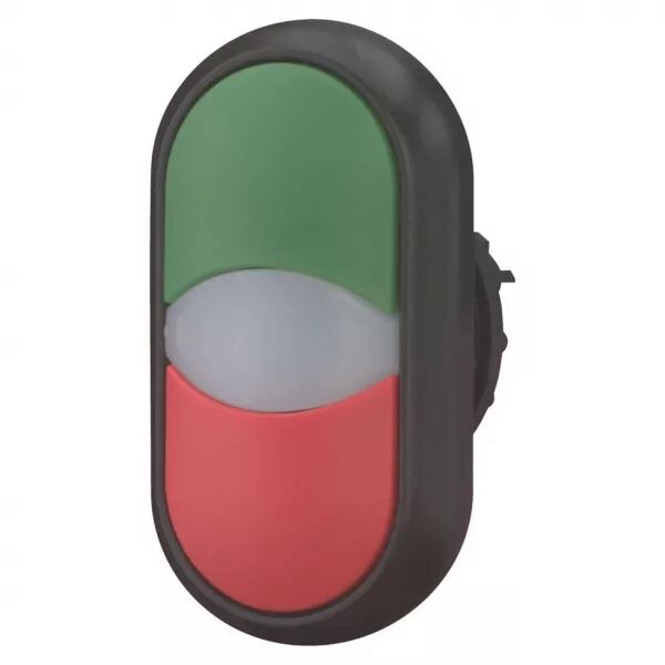 Bouton-poussoir double avec �lement DEL, vert/blanc/rouge (216699)