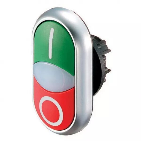 Bouton-poussoir double avec �lement DEL, vert I/blanc/rouge 0 (216700)