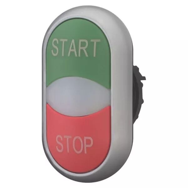 Bouton-poussoir double avec �lement DEL, vert START/blanc/rouge STOP (216702)
