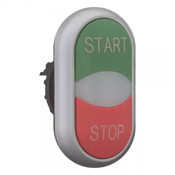 BOUTON-POUSSOIR DOUBLE AVEC �LEMENT DEL, VERT START/BLANC/ROUGE STOP