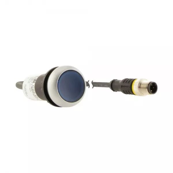 BOUTON-POUSSOIR LUMIN, � ACCROCH, BLEU, 24 V, 1 NO, C�BLE 1M + CONNECTEUR M12A
