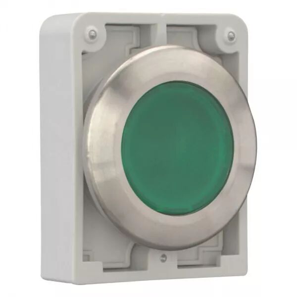 BOUTON-POUSSOIR LUMIN.,30MM AFFLEUR.VERT